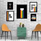 Kit Composição 5 Quadros Decorativos Lgbt - Com Vidro