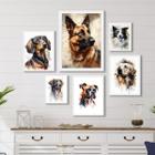 Kit Composição 6 Quadros Cachorro Raças Variadas - com vidro