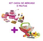 Kit Compras Mercadinho com Dinheiro de Verdade Feira Frutas