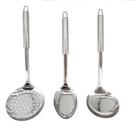 Kit Concha Colher Arroz Escumadeira Utensílios Aço Inox Cozinha Restaurante Buffet