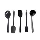 Kit Concha Espátula Pincel 5 Utensílios de Silicone Preto