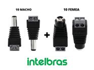 Kit Conector Intelbras Plug P4 10 Macho 10 Fêmea Para Cftv