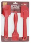 Kit confeiteiro espatulas+pincel de silicone vermelho 3pçs