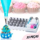 Kit Confeiteiro Estojo Acessórios Bicos Variados Decoração Acabamento Doces Bolo Cupcake