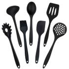 Kit Conjunto 07 Peças de Talheres Silicone Preto Utensilio Para Cozinha - Art House