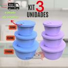 Kit Conjunto 3 Potes Tampa Com 350ml / 650ml /1200ml Plástico Muito Resistente Organizador de Alimen - NoBrand