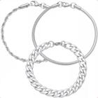 Kit Conjunto 3 Pulseiras Estilosas Masculinas Aço Inox Cirurgico 316l