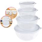 Kit Conjunto 4 Tigelas Bowls Potes Tapoer Cumbuca Plástico c/ Tampa - Usual Utilidades