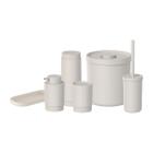 Kit conjunto banheiro lavabo 6 peças dorica ou bege porta escova, porta algodao, porta sabonete liquido, bandeja, lixeira, escova sanitaria