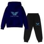 Kit Conjunto Blusa E Calça Moletom Infantil Borboleta Butterfly Azul Blue Menino Menina