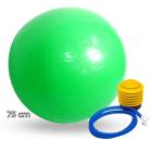 Kit Conjunto Bola de Pilates Yoga Ginástica Fisioterapia 75cm Verde Com Bomba de Ar 