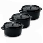 Kit Conjunto Caçarola Hercules Revestimento Ceramico Indução Preto 4,3L + 4,3L + 4,3L