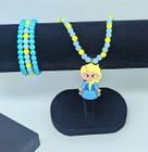 Kit Conjunto Colar e Pulseiras Miçangas Coloridas Pingente Disney 3D Frozen Sereia Pony Unicórnio Mickey Minnie Mouse