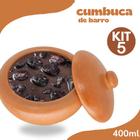 Kit Conjunto com 5 Autênticas Panelinhas de Barro Mineiras com Tampa 400ml . cumbuca de feijoada.