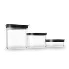 Kit Conjunto Cozinha 3 Potes Herméticos 90 de Acrílico para Mantimentos - Preto