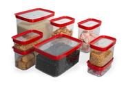 Kit Conjunto Cozinha 8 Potes Herméticos para Mantimentos - Vermelho