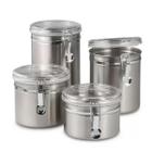 Kit Conjunto De 4 Potes Herméticos Aço Inox Tampa De Acrílico Para Mantimentos/Alimentos - Clink