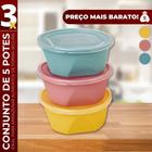 Kit Conjunto de 5 Potes Plástico 740ml Guardar Comidas Marmita Freezer Microondaas Atóxico BPA Free