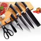 Kit Conjunto de facas antiaderente kit 6 peças Chef cozinha aço inoxidável churrasco profissional mais tesoura e descascador de legumes