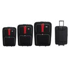 Kit conjunto de mala de viagem com 3 peças rigida com senha e carrinho tamanho p m e g preta
