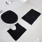 Kit Conjunto de Tapetes 3 Peças Para Banheiro Macarrão Lindo e Macio Antiderrapante Preto