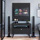 Kit Conjunto Home Com Rack Bancada E Painel Para Tv Até 36 Polegadas Canadá Sala de Estar Preto - Art in Móveis