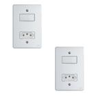 Kit Conjunto Interruptor 4x2 1 Tecla Simples 10A + 1 Tomada 10A 250V