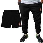 Kit Conjunto Masculino 2 peças Shorts Bermuda Estampado e Calça Leve Tactel Jogger