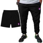 Kit Conjunto Masculino Calça Jogger Tactel Estampada e Short Bermuda Com Bolsos