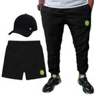 Kit Conjunto Masculino Short Bermuda Tactel + Calça Jogger + Boné Academia Aba Curva