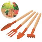 Kit Conjunto Mini Para Jardinagem 4 Peças Cabo Madeira Tramontina