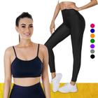 KIT conjunto TOP ALÇA FINA bojo + CALÇA leg LEGGING BÁSICA Feminino Academia Corrida 640