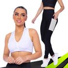 Kit conjunto TOP ALÇA MÉDIA bojo + CALÇA LEGGING BOLSOS Feminino Academia Corrida Fitness 701 - Iron