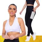 Kit conjunto TOP ALÇA MÉDIA bojo + CALÇA LEGGING BOLSOS Feminino Academia Corrida Fitness 701 - Iron