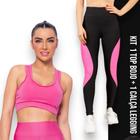 Kit conjunto TOP ALÇA MÉDIA bojo + CALÇA LEGGING REDINHA Feminino Academia Corrida Fitness 700