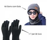 Kit Conjunto Um Gorro Com Cachecol Gola + Um Par de Luva Preta