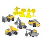 Kit Construção Caixa 5 Peças e 7 Placas Sinalização Trator Brinquedo