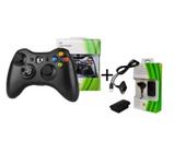 Kit Controle Sem fio Joystick Manete Xbox 360 + Bateria Recarregavel Carregador Incluso