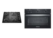 Kit Cooktop 4 Bocas Continental a Gás de Vidro Temperado Preto + Forno de Embutir Elétrico Continental 50L com TOPLimpaFácil (KC4GP+OC4EM)