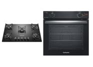 Kit Cooktop 5 Bocas Continental a Gás de Vidro Temperado Preto + Forno de Embutir a Gás Continental 80L com TOPLimpaFácil (KC5GP+OC8GM)