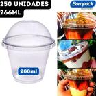 Kit Copo 266ml Pet Cristal Transparente 9 OZ/98 + Tampa Bolha SEM Furo Bompack - 250 Unidades