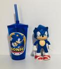 Boneco sonic vermelho 15cm com copo e canudo