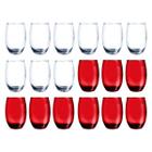 Kit Copo Vidro 450ml 9 Vermelho / 9 Transparente California