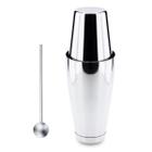 Kit Coqueteleira Boston e Colher Canudo 20cm Aço inox Weck