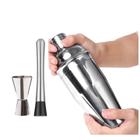 Kit Coqueteleira Caipirinha 500 Ml Inox Socador E Dosador