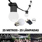 KIT Cordão Varal de Luz Festão 25 Metros com 25 Lâmpadas Branco Frio Bivolt