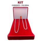 Kit Corrente Prata Legítima 70cm + Pulseira Italiana 925 - Alzza Pratas