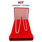 Kit Correntinha Masculina 70Cm + Pulseira Escama De Peixe