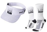 Kit Corrida HUPI Live Love Run: Viseira e Meia (Tamanho 36-42)