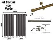 Kit Cortina Com Varão Sala Quarto 3,00 x 1,80 Oxford Cinza